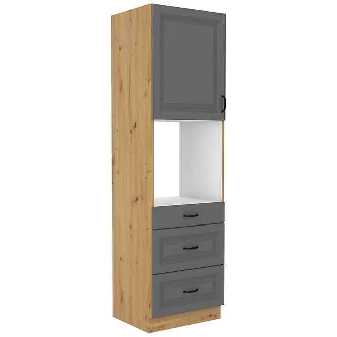 Stilo 3s 1f kuhinjski element 1 vrata+ 3 ladice 60x57x210cm tamno siva/ natur (artisan hrast)
