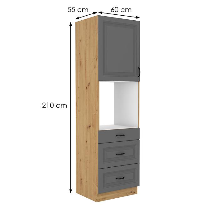 Stilo 3s 1f kuhinjski element 1 vrata+ 3 ladice 60x57x210cm tamno siva/ natur (artisan hrast)