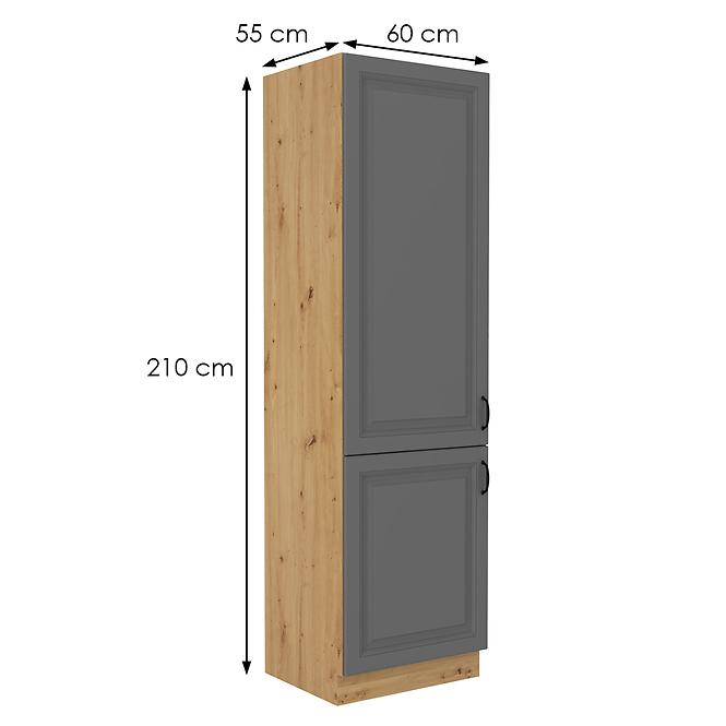 Stilo 2f kuhinjski element 2 vrata 60x57x210cm tamno siva/ natur (artisan hrast)