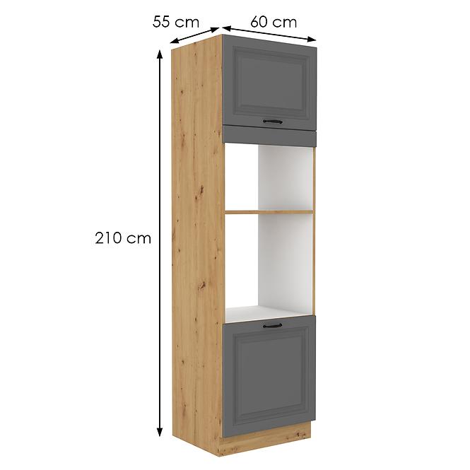 Stilo 2f kuhinjski element 2 vrata 60x57x210 cm tamno siva/ natur (artisan hrast)