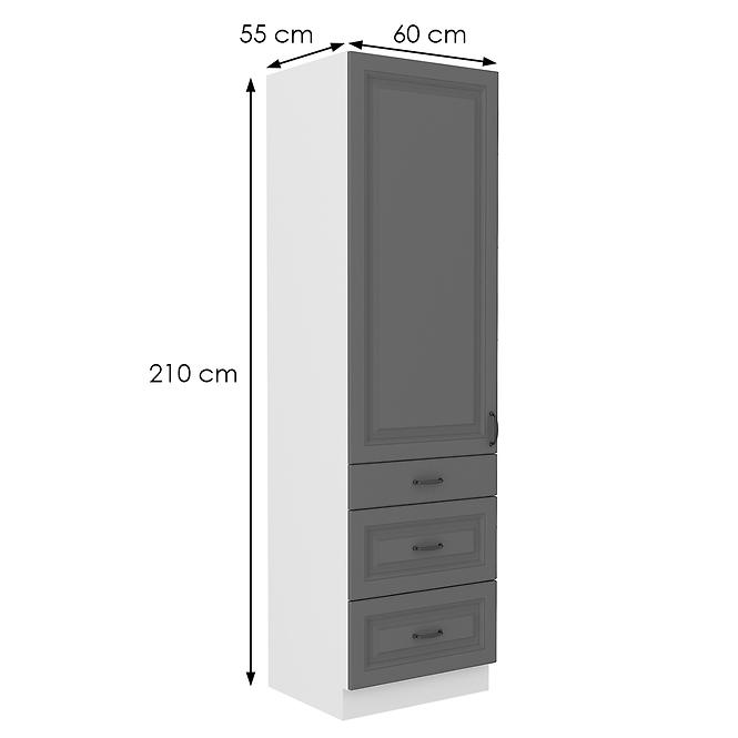 Stilo 3s 1f kuhinjski element 1 vrata+ 3 ladice 60x57x210 cm tamno siva/bijela