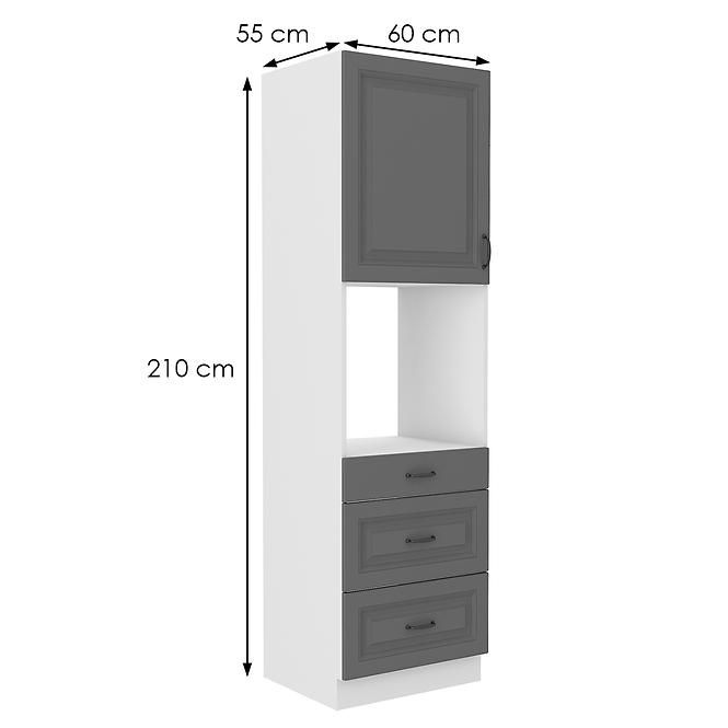 Stilo 3s 1f kuhinjski element 1 vrata+ 3 ladice 60x57x210 cm tamno siva/bijela