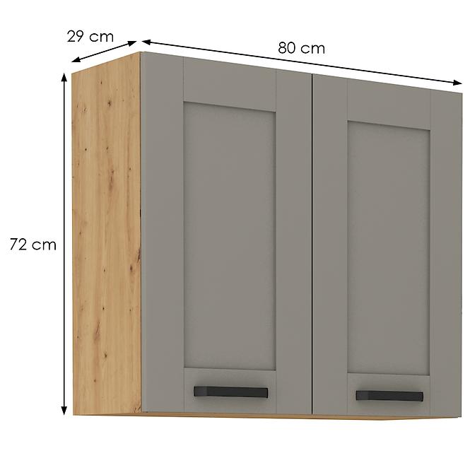 Luna 80G-72 2F ormar kuhinjski 2 vrata 80x31x72 cm siva/natur (artisan hrast)