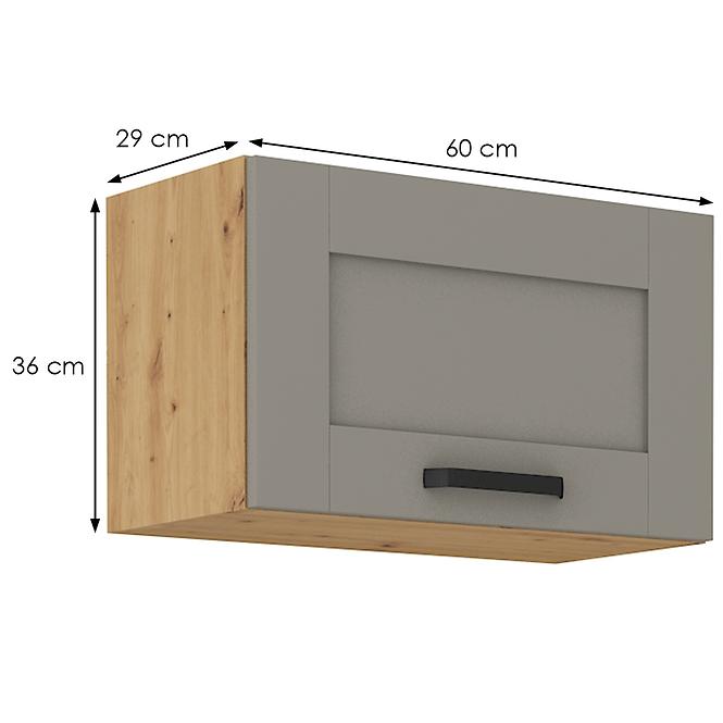 Luna 60GU-36 1F kuhinjski ormarić 1 vrata  60x31x36 cm siva/natur (artisan hrast)
