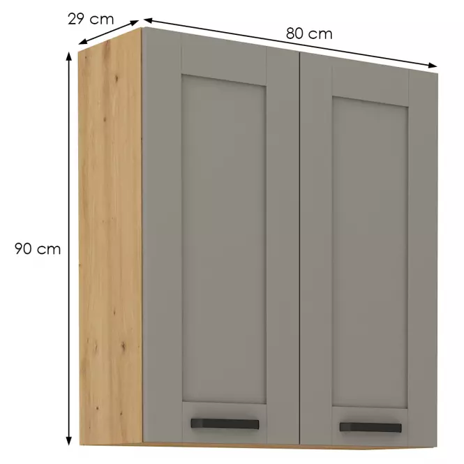 Luna 80G-90 2F ormar kuhinjski 2 vrata 80x31x90 cm siva/natur (artisan hrast),2