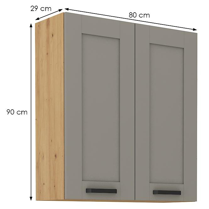 Luna 80G-90 2F ormar kuhinjski 2 vrata 80x31x90 cm siva/natur (artisan hrast)