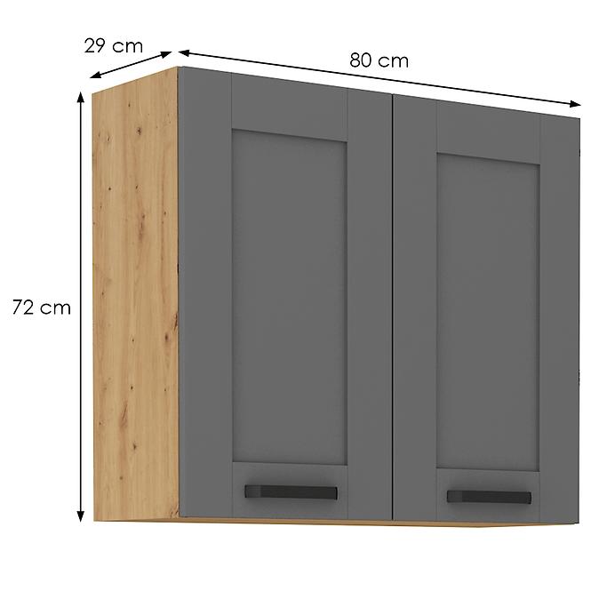 Luna 80G-72 2F kuhinjski element 2 vrata 80x31x72cm tamno siva/ natur (artisan hrast)