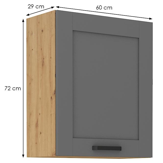 Luna 60G-72 1F kuhinjski element 1 vrata 60x31x72 cm tamno siva/ natur (artisan hrast)