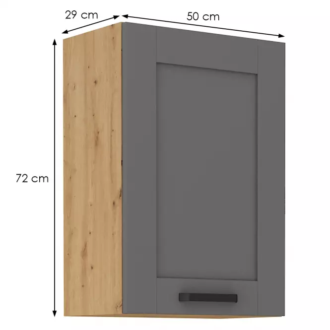 Luna 50G-72 1F kuhinjski element 1 vrata 50x31x72 cm tamno siva/ natur (artisan hrast),2