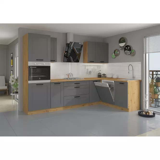 Luna 50G-72 1F kuhinjski element 1 vrata 50x31x72 cm tamno siva/ natur (artisan hrast),6