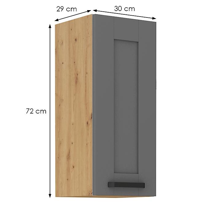 Luna 30G-72 1F kuhinjski element 1 vrata 30x31x72 cm tamno siva/ natur (artisan hrast)