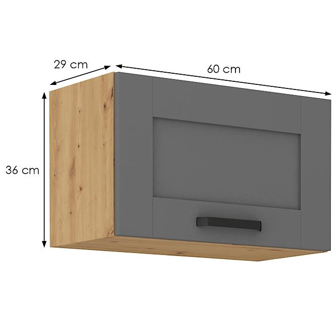 Luna 60GU-36 1F kuhinjski element 1 vrata 60x31x36 cm tamno siva/ natur (artisan hrast)