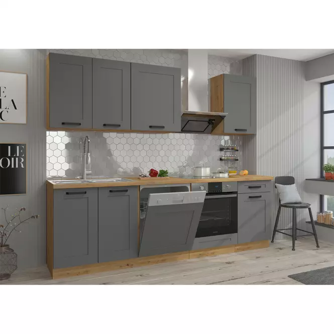 Luna 60GU-36 1F kuhinjski element 1 vrata 60x31x36 cm tamno siva/ natur (artisan hrast),5