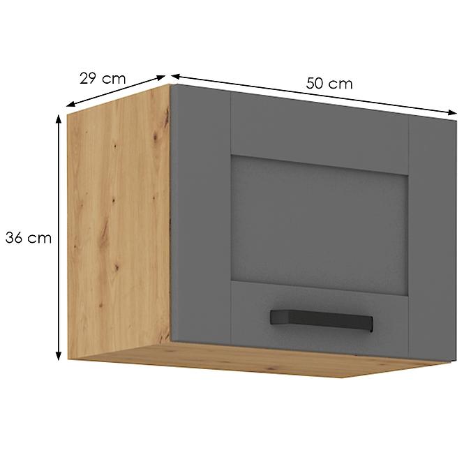 Luna 50GU-36 1F kuhinjski element 1 vrata 50x31x36 cm tamno siva/ natur (artisan hrast)