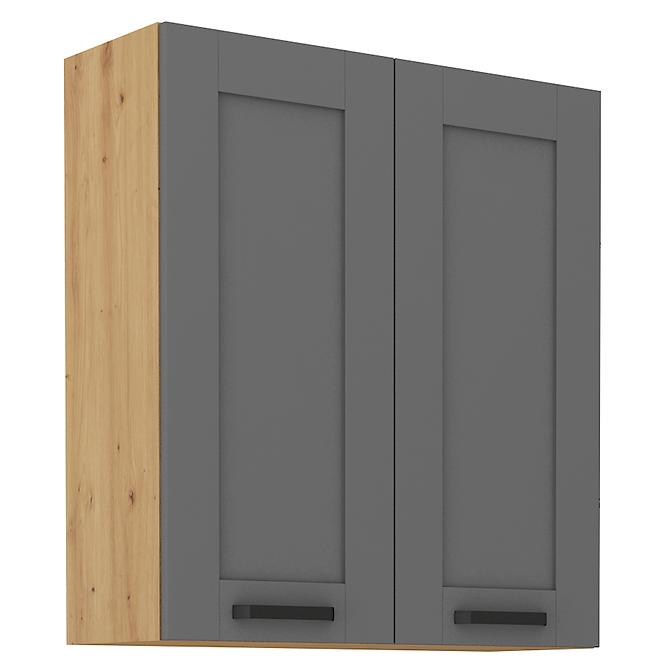 Luna 80G-90 2F kuhinjski element 2 vrata 80x31x90 cm tamno siva/ natur (artisan hrast)
