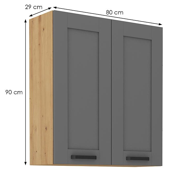 Luna 80G-90 2F kuhinjski element 2 vrata 80x31x90 cm tamno siva/ natur (artisan hrast)