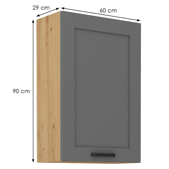 Luna 60G-90 1F kuhinjski element 1 vrata 60x31x90 cm tamno siva/ natur (artisan hrast)
