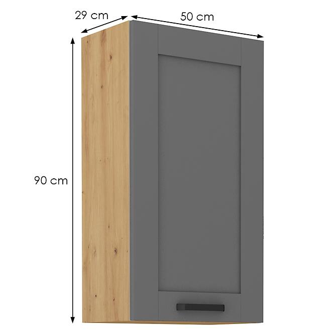 Luna  50G-90 1F kuhinjski element 1 vrata 50x31x90 cm tamno siva/ natur (artisan hrast)