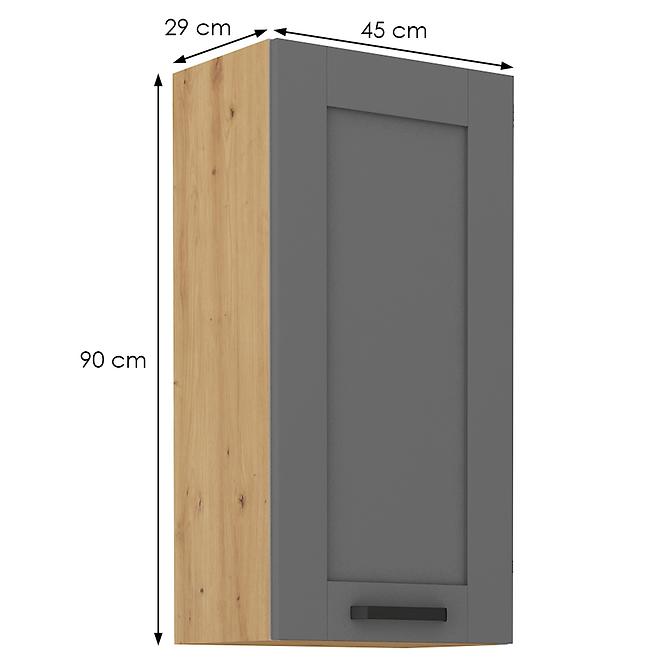 Luna 45G-90 1F kuhinjski element 1 vrata 45x31x90 cm tamno siva/ natur (artisan hrast)