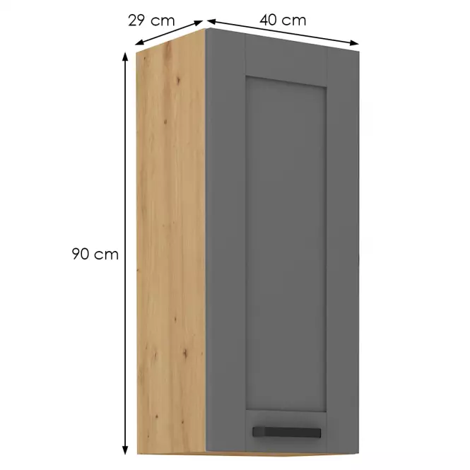Luna 40G-90 1F kuhinjski element 1 vrata 40x31x90 cm tamno siva/ natur (artisan hrast)