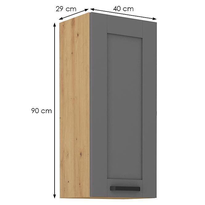 Luna 40G-90 1F kuhinjski element 1 vrata 40x31x90 cm tamno siva/ natur (artisan hrast)