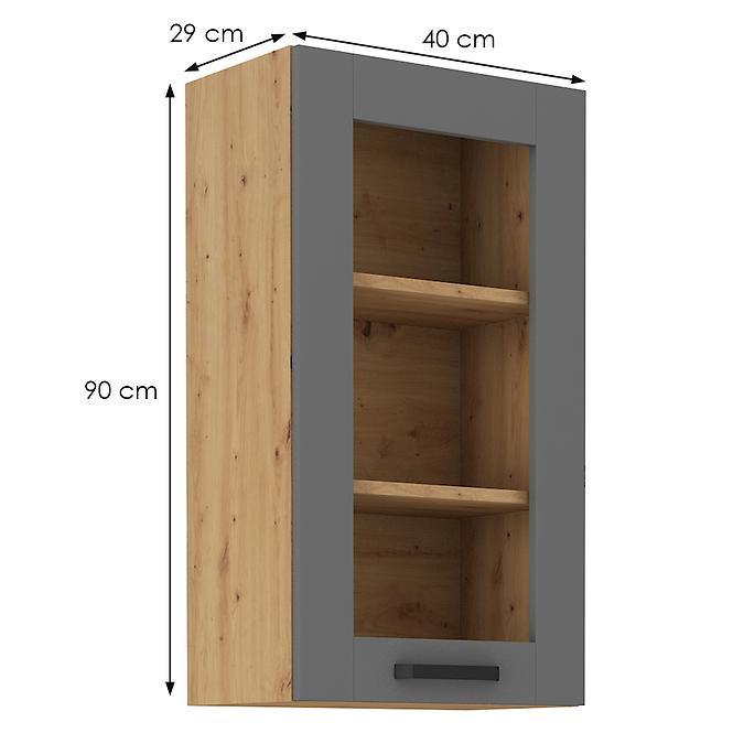 Luna 40GS-90 1F kuhinjski element 1 vrata 40x31x90 cm tamno siva/ natur (artisan hrast)