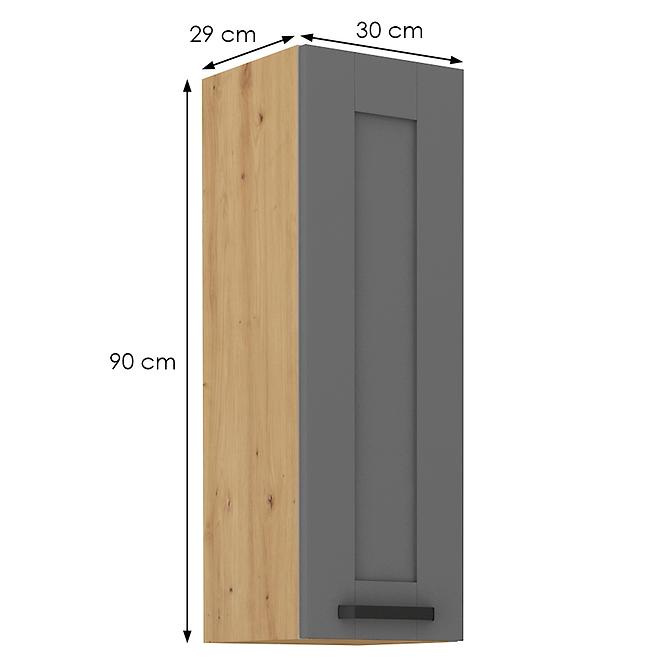 Luna 30G-90 1F kuhinjski element 1 vrata 30x31x90 cm tamno siva/ natur (artisan hrast)