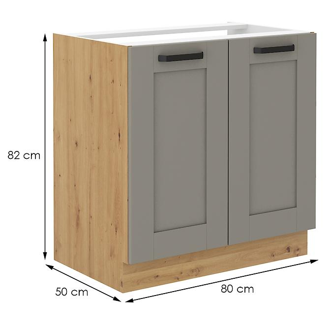 Luna 80ZL 2F BB kuhinjski element za sudoper 2 vrata 80x52x82 cm siva/natur(artisan hrast)