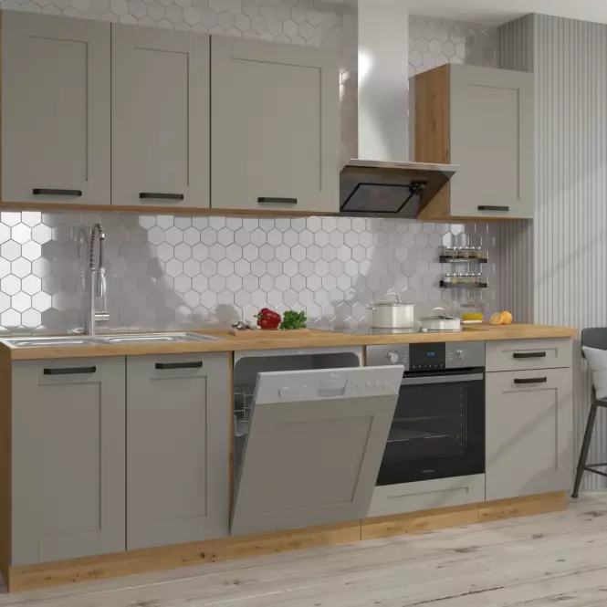 Luna 80ZL 2F BB kuhinjski element za sudoper 2 vrata 80x52x82 cm siva/natur(artisan hrast)