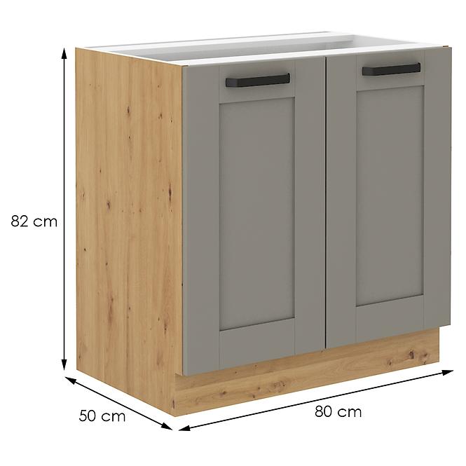 Luna 80D 2F BB Kuhinjski element 2 vrata 80x52x82 cm siva/natur (artisan hrast)
