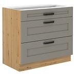 Luna 80D 3S BB kuhinjski element 3 ladice 80x50x82 cm siva/natur (artisan hrast)