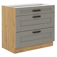 Luna 80D 3S BB kuhinjski element 3 ladice 80x50x82 cm siva/natur (artisan hrast)