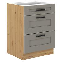 Luna 60D 3S BB kuhinjski element 3 ladice 60x52x82 cm siva/natur (artisan hrast)