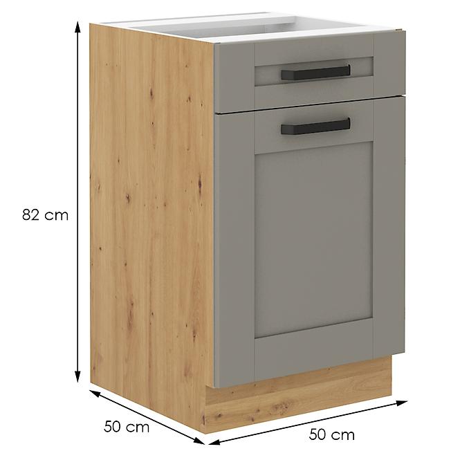 Luna 50D 1F 1S BB kuhinjski element 1 vrata + 1 ladica 50x52x82 cm siva/natur (artisan hrast)