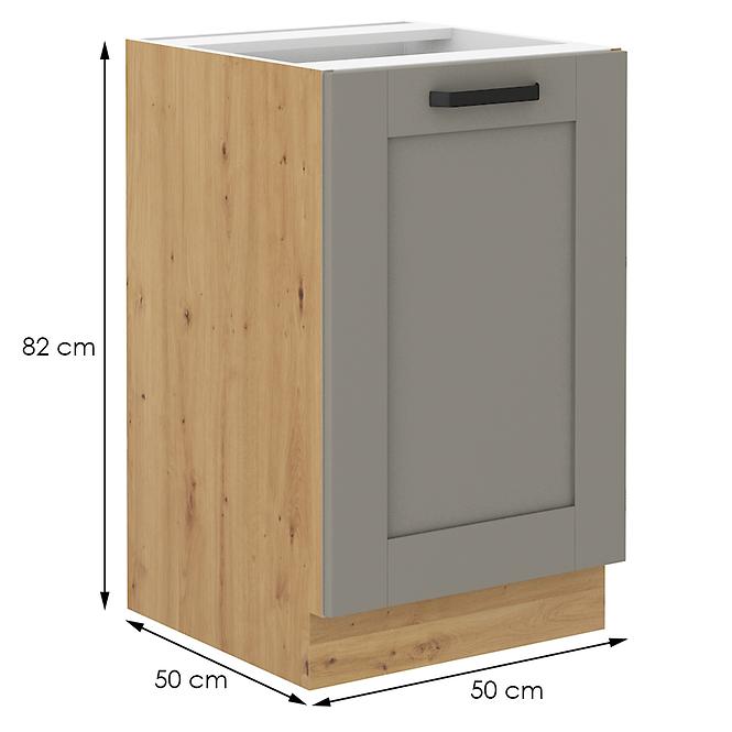 Luna 50ZL 1F BB kuhinjski element za sudoper 1 vrata 50x52x82 cm siva/natur (artisan hrast)