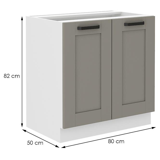 Luna 80D 2F BB kuhinjski element 2 vrata 80x52x80 cm siva/bijela