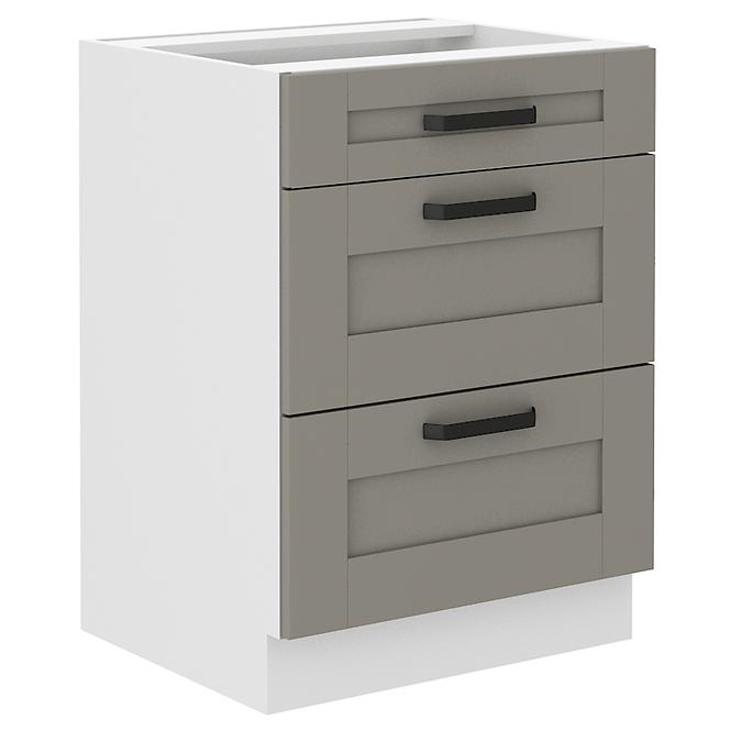Luna 60D 3S BB kuhinjski element 3 ladice 60x52x82 cm siva/bijela