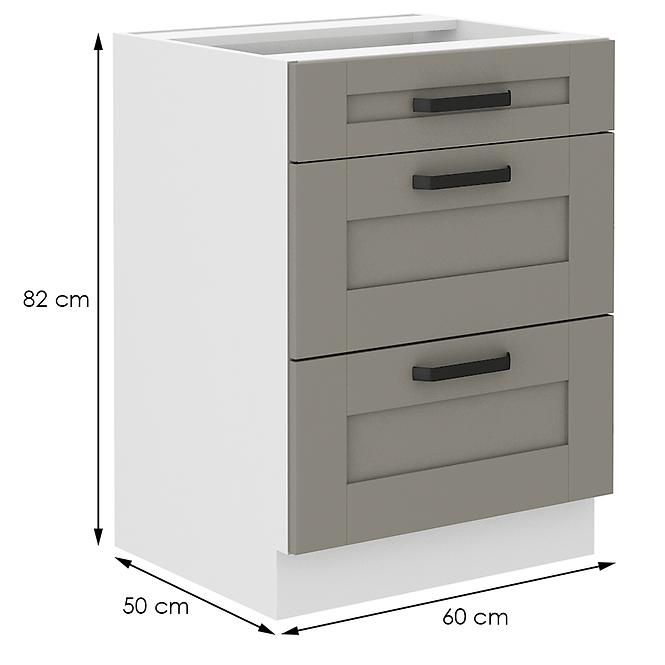 Luna 60D 3S BB kuhinjski element 3 ladice 60x52x82 cm siva/bijela