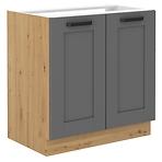 Luna 80ZL 2F BB kuhinjski element za sudoper 2 vrata 80x50x82 cm tamno siva/natur (artisan hrast)