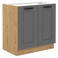 Luna 80ZL 2F BB kuhinjski element za sudoper 2 vrata 80x50x82 cm tamno siva/natur (artisan hrast)