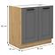 Luna 80ZL 2F BB kuhinjski element za sudoper 2 vrata 80x50x82 cm tamno siva/natur (artisan hrast),2