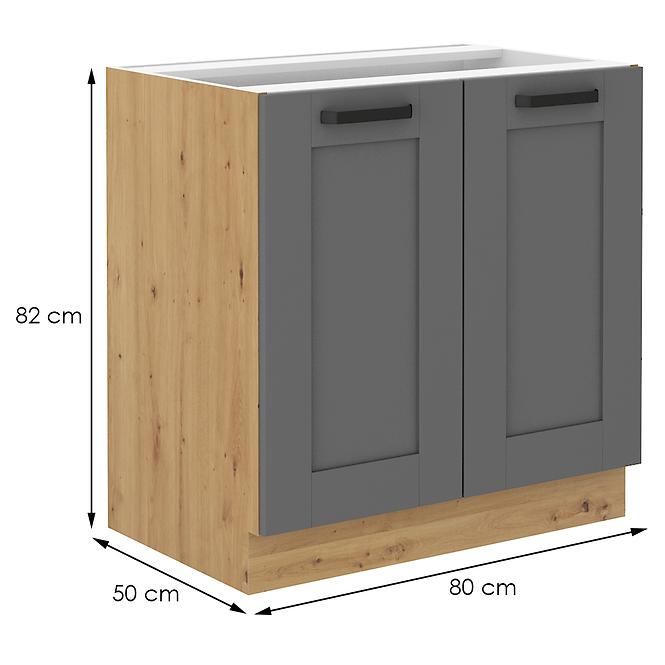 Luna 80D 2F BB Kuhinjski element 2 vrata 80x50x82 cm tamno siva/natur (artisan hrast)