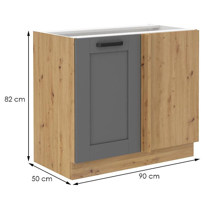 Luna 105 ND 1F BB kuhinjski element 1 vrata 90x52x82 cm tamno siva/natur (artisan hrast)