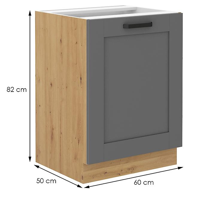 Luna 60D 1F BB kuhinjski element 1 vrata 60x52x82 cm tamno siva/natur (artisan hrst)