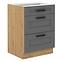 Luna 60D 3S BB kuhinjski element 3 ladice 60x52x82 cm tamno siva/natur (artisan hrast)