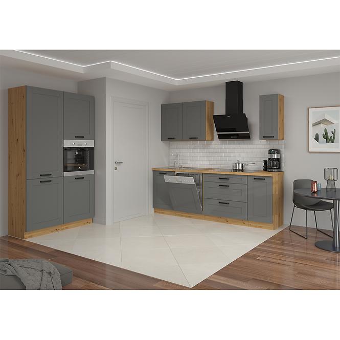 Luna 60D 3S BB kuhinjski element 3 ladice 60x52x82 cm tamno siva/natur (artisan hrast)
