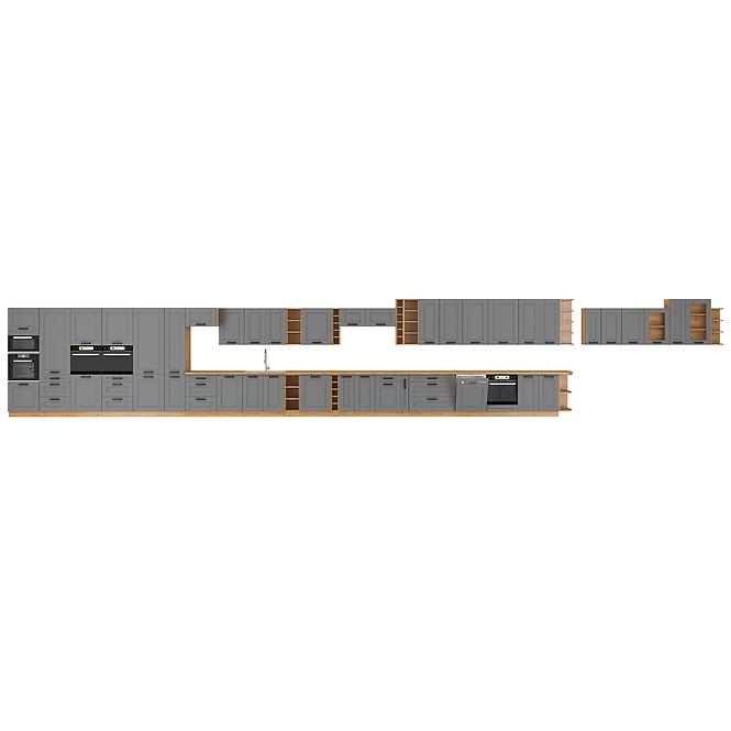Luna 60D 3S BB kuhinjski element 3 ladice 60x52x82 cm tamno siva/natur (artisan hrast)