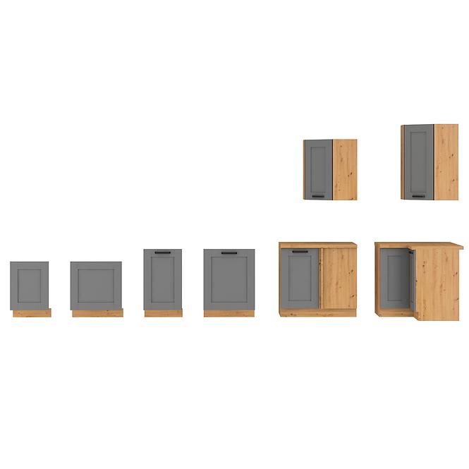 Luna 40D 1F BB kuhinjski element 1 vrata 40x52x82 cm tamno siva/natur (artisan hrast)