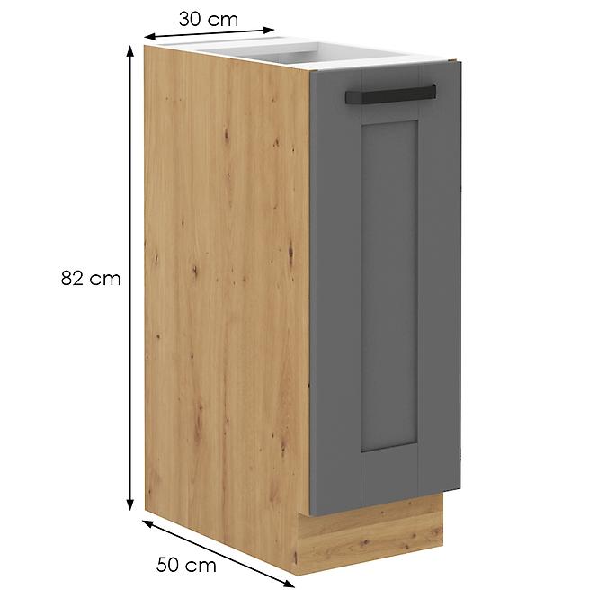Luna 30D Cargo BB kuhinjski element 1 vrata 30x52x82 cm tamno siva/natur (artisan hrast)