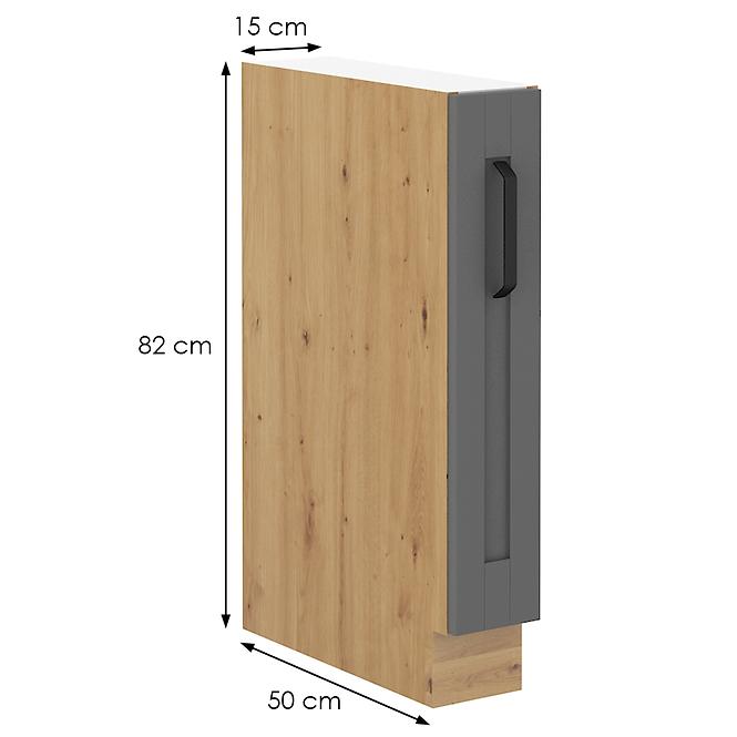 Luna 15D Cargo BB kuhinjski element 1 ladica 15x52x82 cm tamno siva/ natur (artisan hrast)